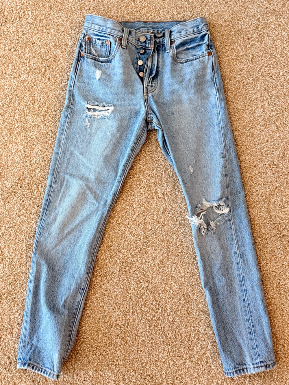 Levi's Light Blue High-Rise Distressed Jeans